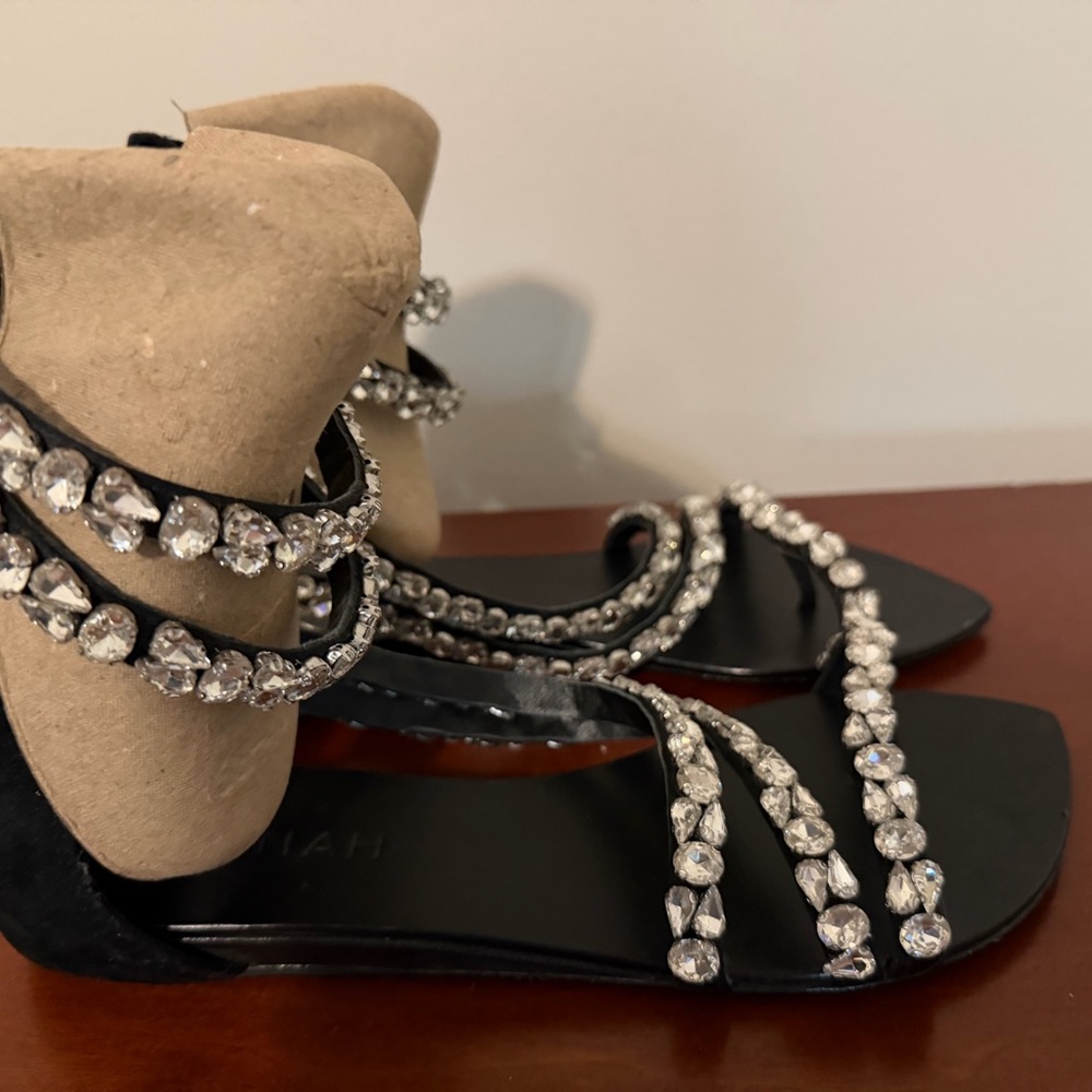 Rhinestone Spiral Wrap Black Sandals - Women - Picture 8 of 8